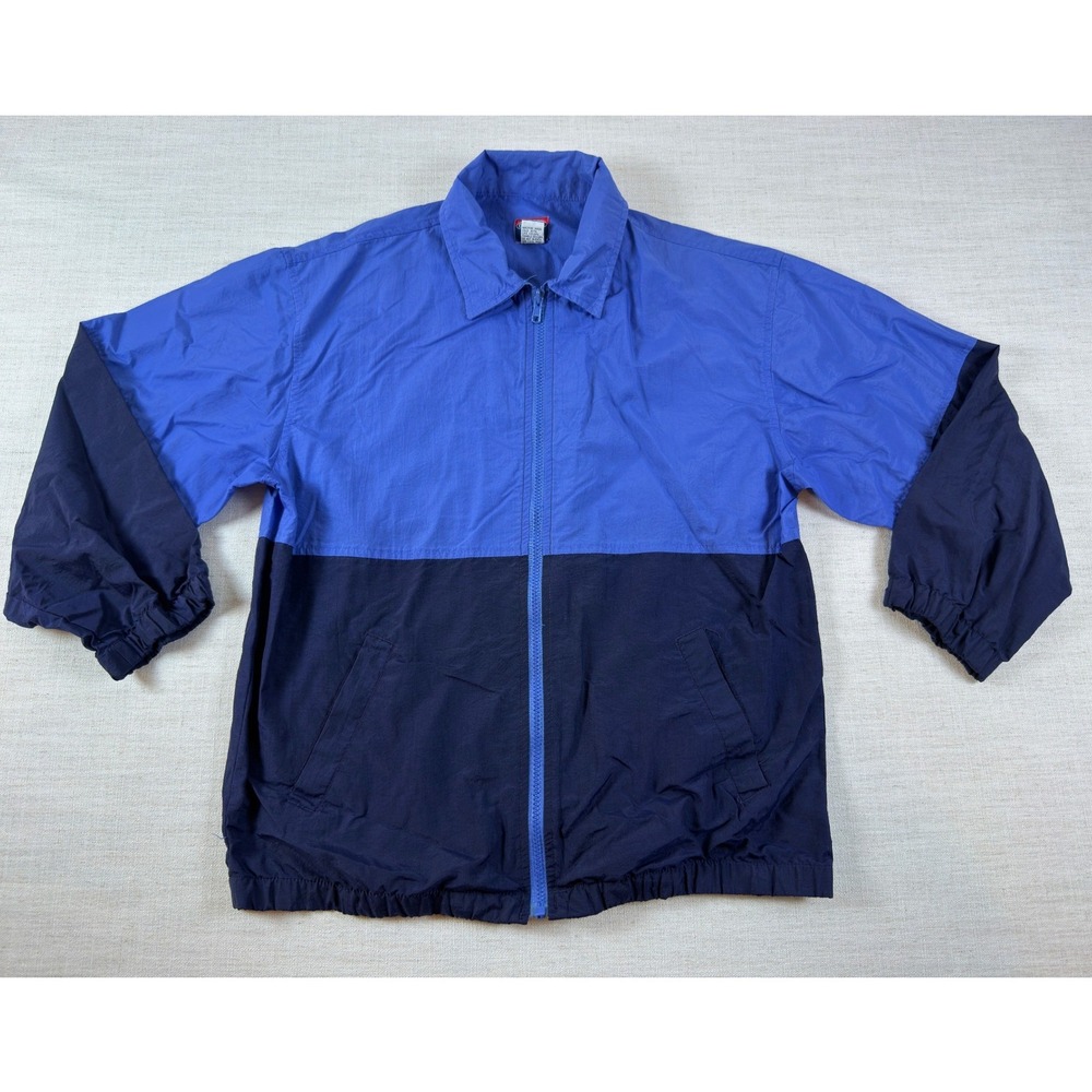 Old Navy Active Mens Blue Colorblock Nylon Full Zip Windbreaker Jacket Size 12